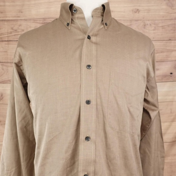 Jos. A. Bank Other - Jos. A. Bank Shirt Mens M Beige Herringbone Long Sleeve Button-Up Cotton Pocket